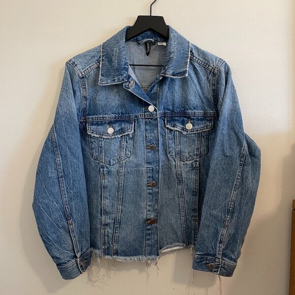 NWOT H&M Distressed Jean Jacket - Picture 1 of 8